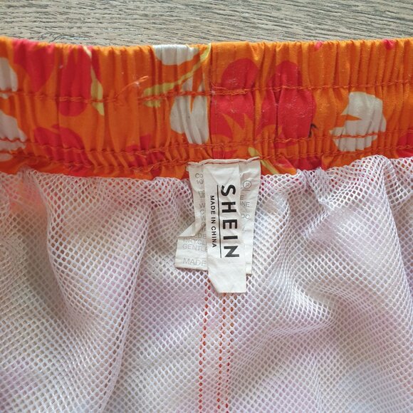 Men XL SHEIN Hawaiian Floral Swim Shorts Polyester Lining Drawstring Waist 30 In - Picture 4 of 7